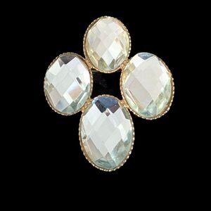 Vintage 80s Faceted Glass Brooch Gold Tone Crystal Cluster Pin Soft Glam